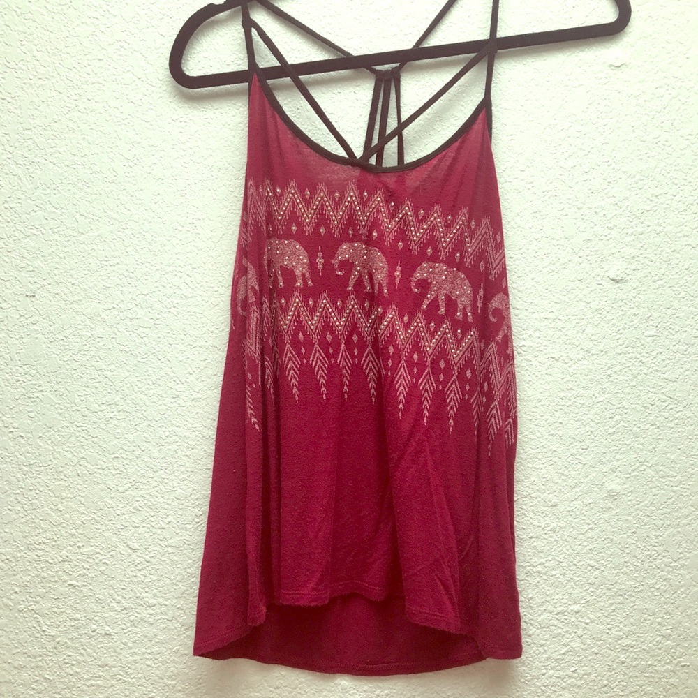 Boho tank top with elephants & strappy